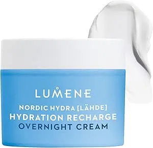 LUMENE Nordic Hydra [LÄHDE] Hydration Recharge Overnight Cream with Hyaluronic Acid and Oat Pre & Postbiotics, Vegan 50 ml