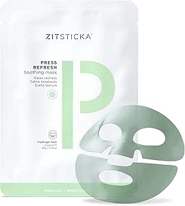Press Refresh by ZitSticka, Exfoliating and Hydrating Sheet Mask to Soothe Acne-Prone Skin (1 Pack)