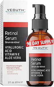 YEOUTH Retinol Serum for Face with Hyaluronic Acid & Vitamin E, Hydrating Retinol for Face, Night Serum Suitable for All Skin Types 60ml
