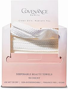 Covenance Beauty Disposable Beauty Towels, Ultra Soft Face Towels, Double Sided Face Towels for Makeup Removal and Gentle Exfoliation