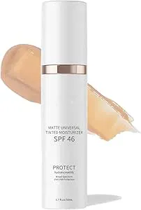 Tinted Moisturizer With SPF 46 Anti-Aging - Tinted Sunscreen for Face - Face Sunscreen and Foundation with Protection - Even Skin Tone Makeup and Skin Care - Skin Tinted Moisturiser Matte