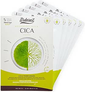 Ardaraz Repairing Moisturising Sheet Mask with Cica Concentrate (Centella Asiatica) and Hyaluronic Acid. Face Masks Beauty for Deep hydration with instant effect. Vegan Face Mask Set 5 pcs