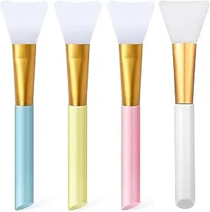 4 Pack Silicone Face Mask Makeup Brushes, Facial Mask Brush Skin Care Beauty Tool Silicone Cosmetic Brush Mud Mask Brush DIY Makeup Tool (Multicolor)
