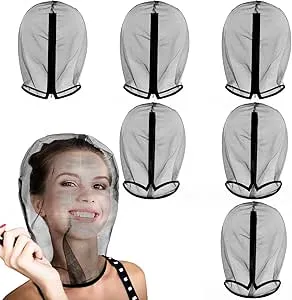 Loopeer 6 Pcs Makeup Protector Hood Washable Light Airy Nylon Chiffon Makeup Hood Zipper Closure Reusable Make up Face Cover for Women Girls Beauty Weddings (Black)