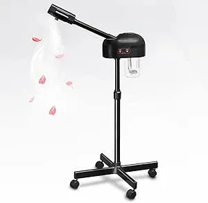 Karl home Professional Facial Steamer, Ozone Humidifier Sprays Moisturising Hot Mist, Adjustable Height for Home Beauty Salon, Personal Skin Care Deep Cleaning, Black